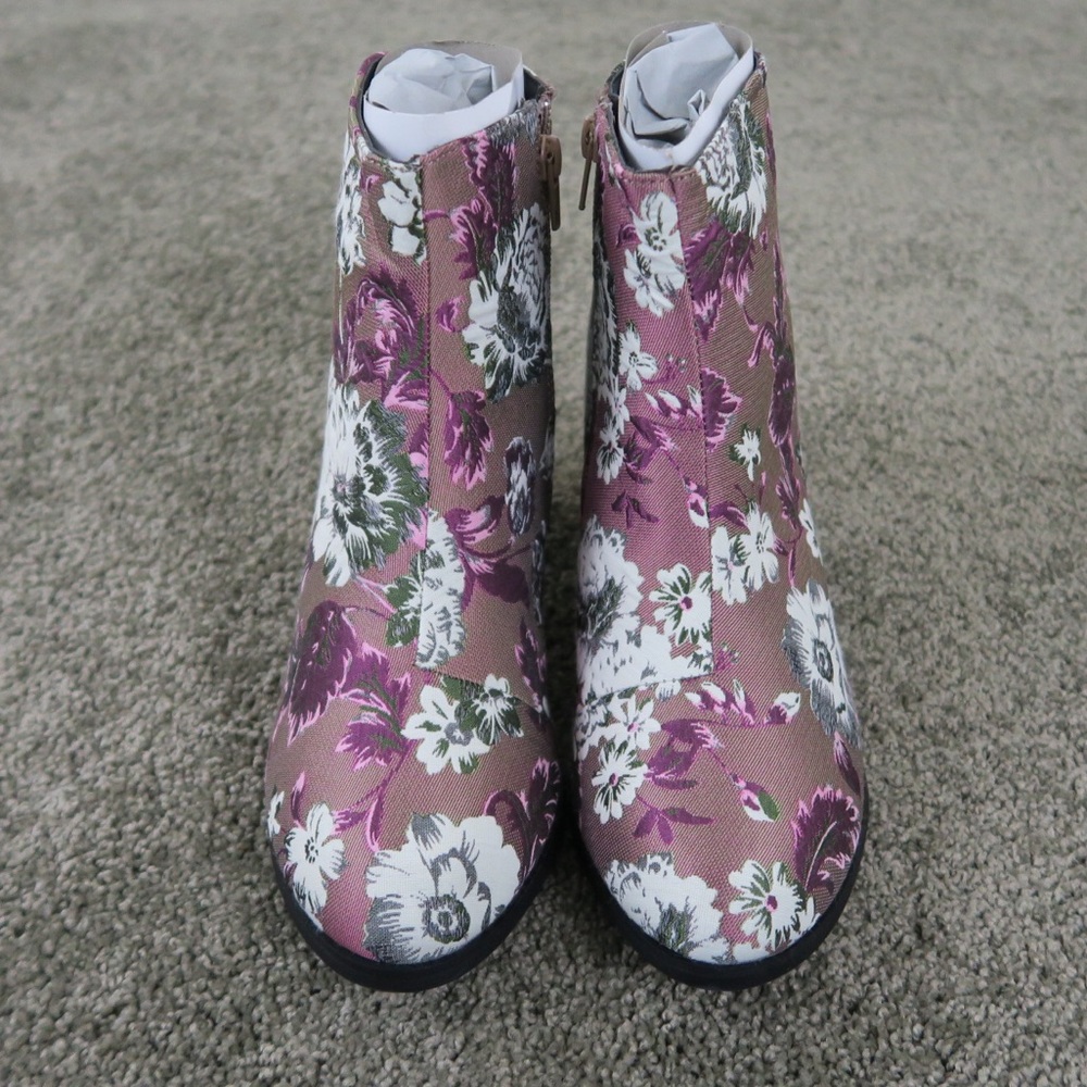 Mauve floral print ankle boots - Picture 2 of 4